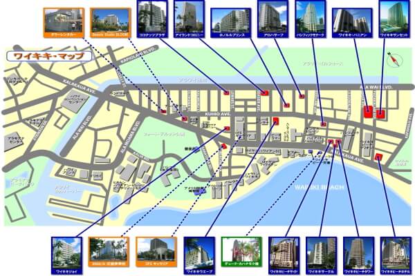 ワイキキマップ ハワイの地図 Hawaii Waikiki Map