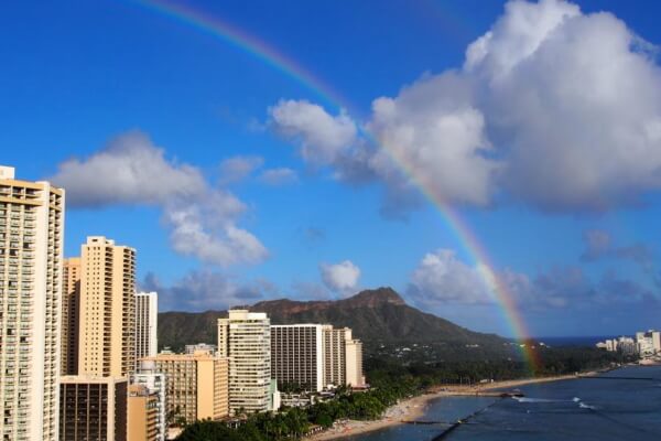 ハワイの虹・レインボーの写真・画像